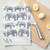 ゾウライノ水彩模様 キッチンタオル (四つ折り)