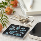 ゾウリムシペイズリー原生動物生物学科学ブラック キーホルダー (正面右)