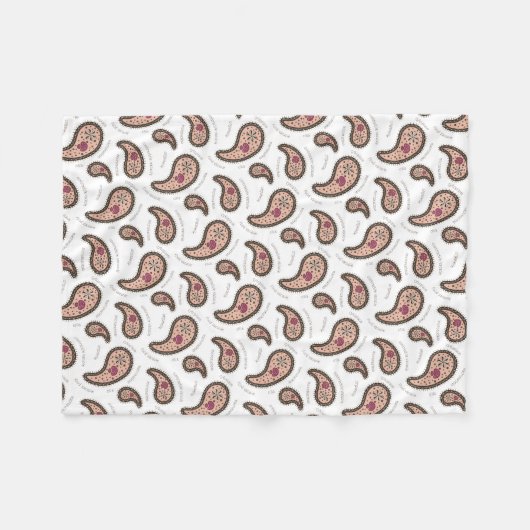 ゾウリムシペイズリー生物学学ホワイト フリースブランケット (正面(横))