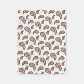 ゾウリムシペイズリー生物学学ホワイト フリースブランケット (正面)