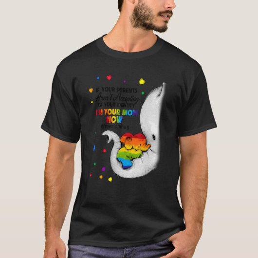 ゾウ今お母さんLGBTフリーお母さんハグLGBTQ Tシャツ (正面)