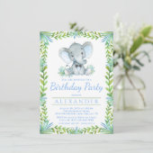 ゾウ任意の番号の少年の誕生日パーティー 招待状 (スタンド正面)