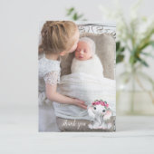 ゾウ写真バルーンベビーシャワーサンキューカード サンキューカード (スタンド正面)