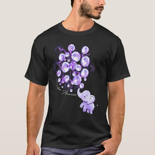 ゾウ吹の紫色の風船の過剰摂取を認識 Tシャツ (正面)