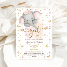 ゾウ女の子ソフトピンクボホ赤ちゃんシャワー