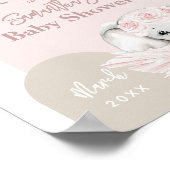 ゾウ女の子ボホフローラピンク赤ちゃんシャワー ポスター (角)