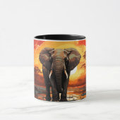 ゾウ威厳のあるェンアットサンセットマグ マグカップ (中央)