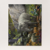 ゾウ家族雨林パーティー ジグソーパズル (縦)