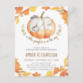 ゾウ少年サプライズ赤ちゃんシャワー秋カボチャ インビテーションポストカード (正面)