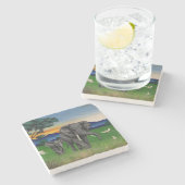 ゾウ山コースター「アフリカの夕日」 ストーンコースター (横)