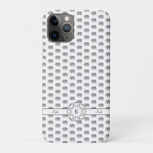 ゾウ幾何学模様（白黒） iPhone 11 PROケース