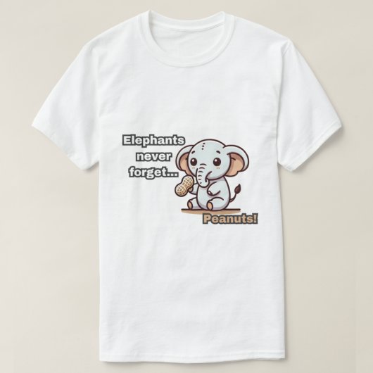 ゾウ忘れは...ピーナッツ！ベビー象 Tシャツ (デザイン正面)