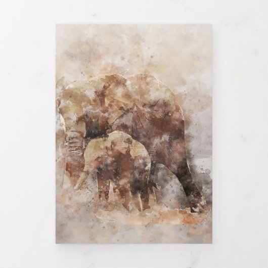 ゾウ愛好家のAfricanゾウアート 三つ折りクリスマスカード (カバー)