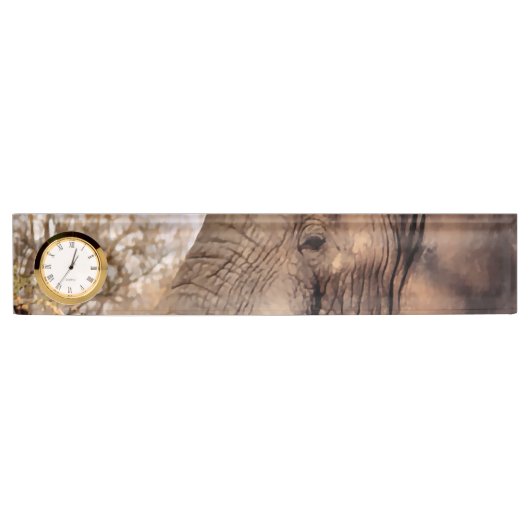 ゾウ愛好家アート デスクネームプレート (正面)