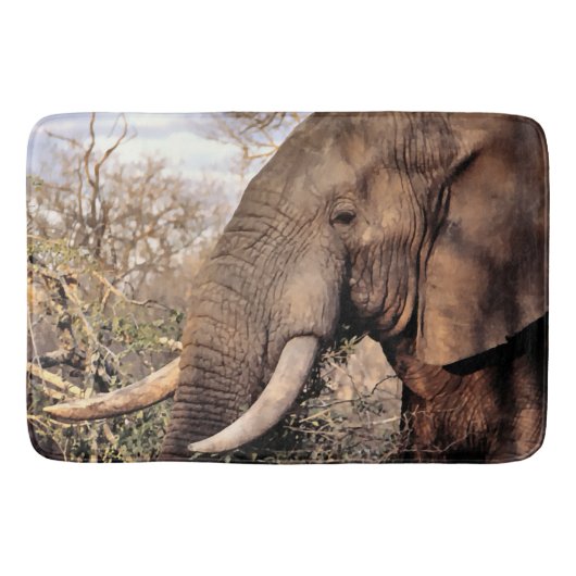ゾウ愛好家アート バスマット (正面)