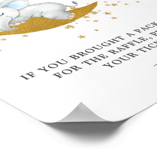 ゾウ我々は月の男の子おむつラッフルの上にいる ポスター (角)