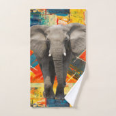 ゾウ抽象芸術カラーバスルーム バスタオルセット (ハンドタオル)