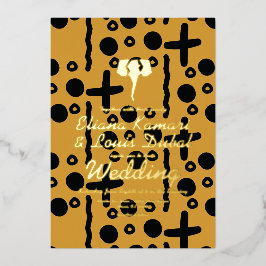 ゾウ族アフリカインディアン結婚ズプレス 箔招待状