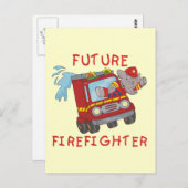 ゾウ未来の消防士Tシャツとギフト ポストカード (正面/裏面)