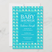 ゾウ柄かわいいカスタム赤ちゃんシャワー 招待状 (正面)