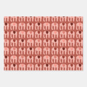 ゾウ柄かわいい抑えたシンプルピンク赤ギフト ラッピングペーパーシート (正面2)