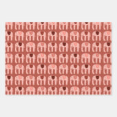 ゾウ柄かわいい抑えたシンプルピンク赤ギフト ラッピングペーパーシート (正面)