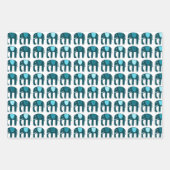 ゾウ柄かわいい明るいシンプル青アクアギフト ラッピングペーパーシート (正面2)