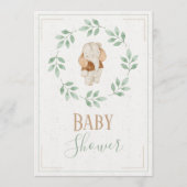 ゾウ水彩リースベビーシャワー 招待状 (正面)