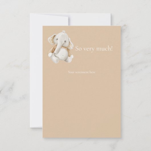 ゾウ水彩茶色の赤ちゃんシャワーありがとう サンキューカード (裏面)