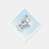 ゾウ熱い気球ブルーベビーシャワー少年用 スタンダードカクテルナプキン (角)