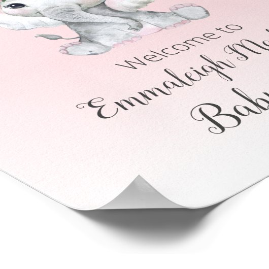 ゾウ熱い気球ベビーガールウェルカム ポスター (角)