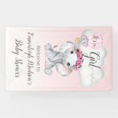 ゾウ熱い気球ベビーシャワー女の子 横断幕 (横)