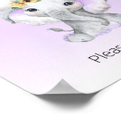 ゾウ熱い空気バルーンベビーシャワーパープルの好意 ポスター (角)