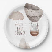 ゾウ熱い空気バルーンボホ赤ちゃんシャワー ペーパープレート (正面)