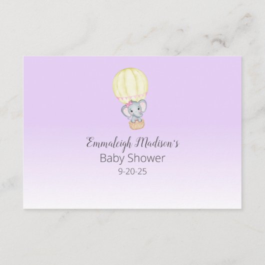 ゾウ熱気球パープル推測数 エンクロージャーカード (裏面)