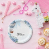 ゾウ熱気球ブルーアジサイのデザート ペーパープレート (パーティー)