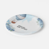 ゾウ熱気球ブルーアジサイのデザート ペーパープレート (アングル)