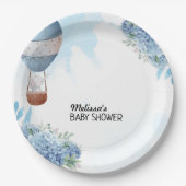 ゾウ熱気球ブルーアジサイカスタムア ペーパープレート (正面)