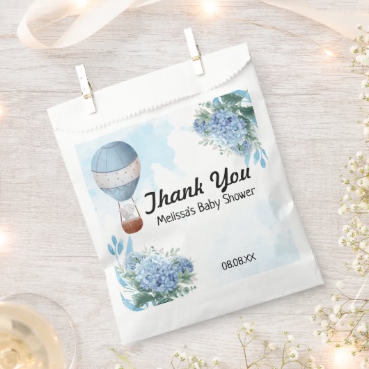 ゾウ熱気球ブルーアジサイ フェイバーバッグ (クリップ留めされた状態)