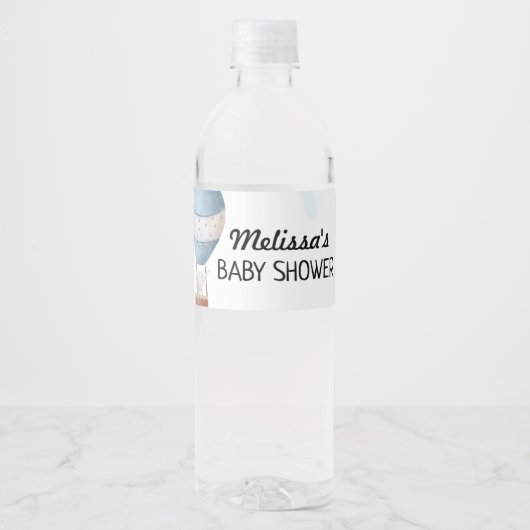 ゾウ熱気球ブルーアジサイ ペットボトルラベル (正面)