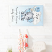 ゾウ熱気球ベビーシャワー男の子 横断幕 (インサイチュ)