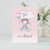 ゾウ熱気球ベビーシャワー サンキューカード (スタンド正面)