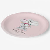 ゾウ熱気球ベビーシャワー ペーパープレート (アングル)