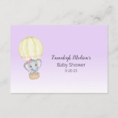 ゾウ熱気球ベビー名ゲームパープル エンクロージャーカード (裏面)