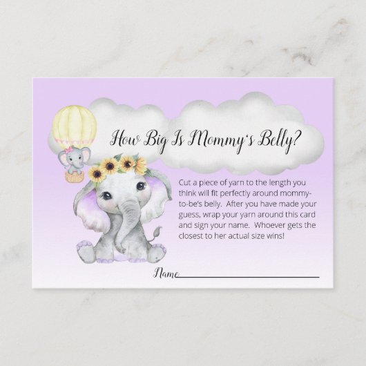 ゾウ熱気球ママの腹サイズ紫 エンクロージャーカード (正面)