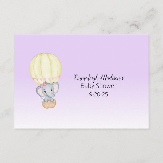 ゾウ熱気球ママの腹サイズ紫 エンクロージャーカード (裏面)