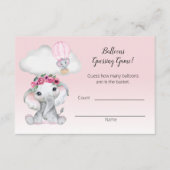 ゾウ熱気球推測数ベビー エンクロージャーカード (正面)