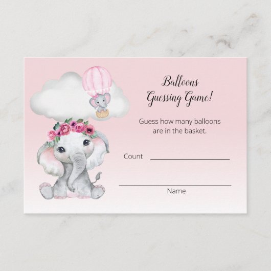 ゾウ熱気球推測数ベビー エンクロージャーカード (正面)