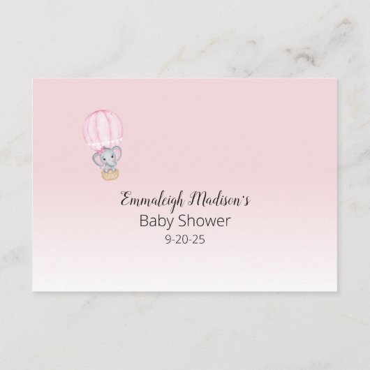 ゾウ熱気球推測数ベビー エンクロージャーカード (裏面)