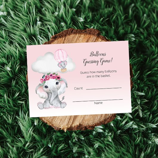 ゾウ熱気球推測数ベビー エンクロージャーカード